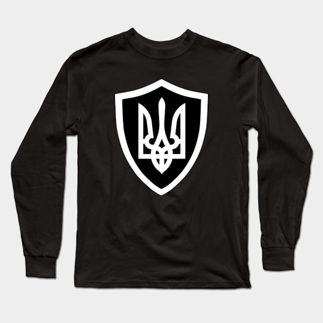 Ukraine Coat of Arms, Black and White, Ukraine Long Sleeve T-Shirt by Vladimir Zevenckih